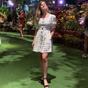 Gal Meets Glam Tweed Windowpane Mini Dress